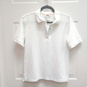 Talbots Shell Button White Polo Size M